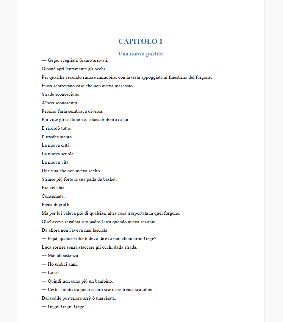 Il Portale sotto il Parquet: Una nuova partita, pagina 1 dell’estratto