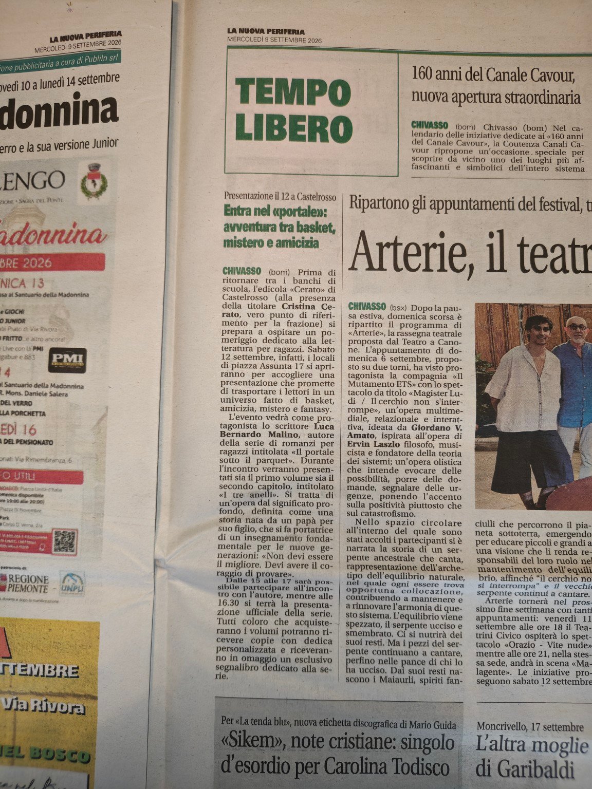 Pagina di La Nuova Periferia con l’articolo Entra nel portale: avventura tra basket, mistero e amicizia
